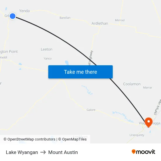 Lake Wyangan to Mount Austin map