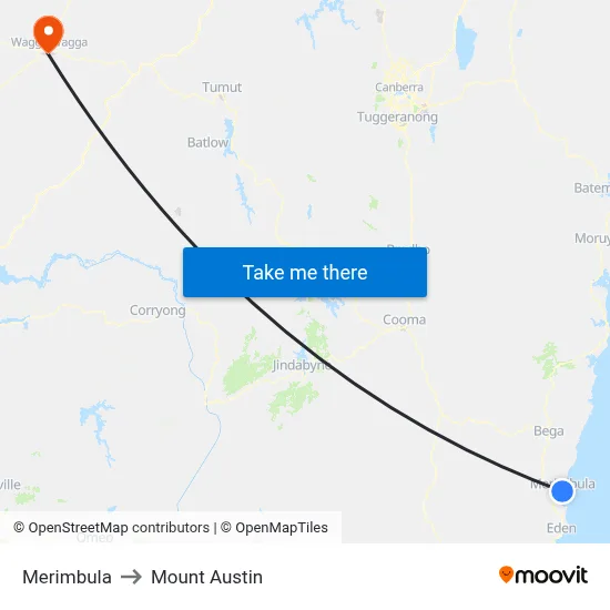 Merimbula to Mount Austin map