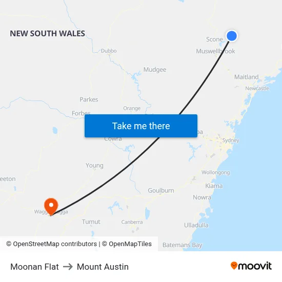 Moonan Flat to Mount Austin map