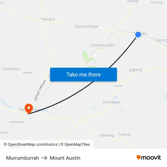 Murrumburrah to Mount Austin map
