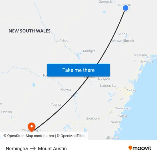 Nemingha to Mount Austin map