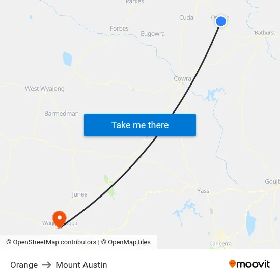 Orange to Mount Austin map