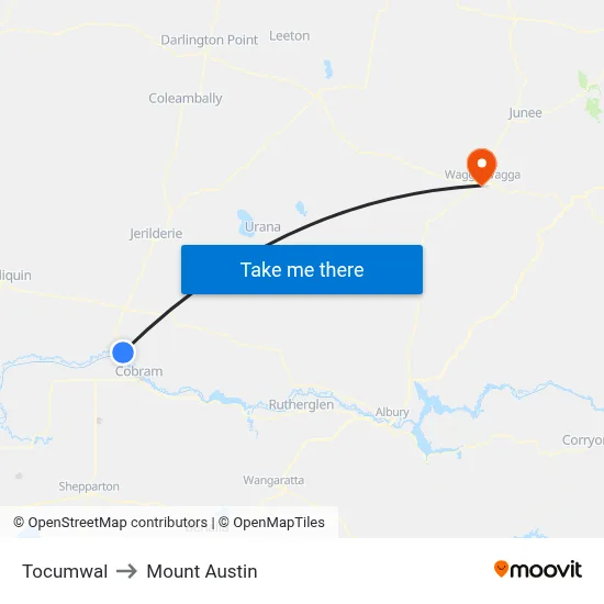 Tocumwal to Mount Austin map