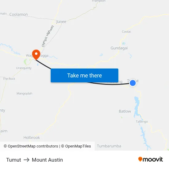 Tumut to Mount Austin map