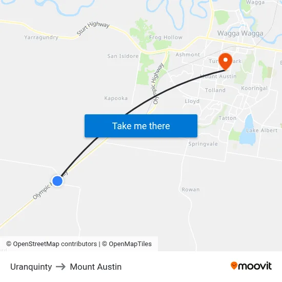 Uranquinty to Mount Austin map
