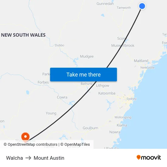 Walcha to Mount Austin map