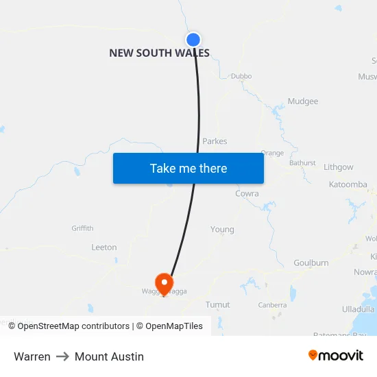 Warren to Mount Austin map