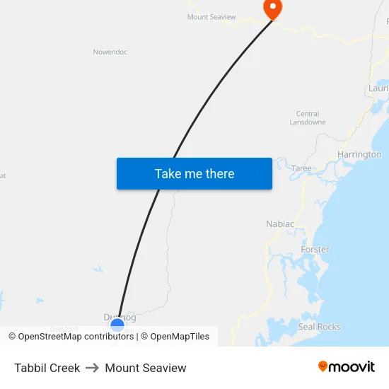 Tabbil Creek to Mount Seaview map