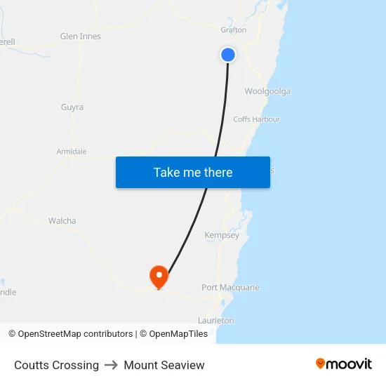 Coutts Crossing to Mount Seaview map