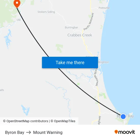 Byron Bay to Mount Warning map