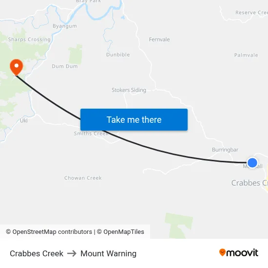 Crabbes Creek to Mount Warning map