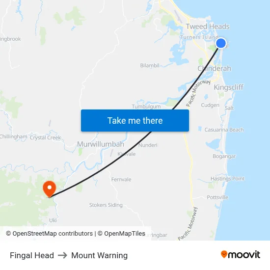 Fingal Head to Mount Warning map
