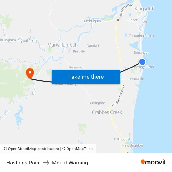 Hastings Point to Mount Warning map
