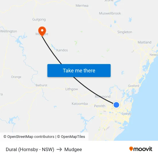 Dural (Hornsby - NSW) to Mudgee map