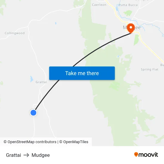 Grattai to Mudgee map