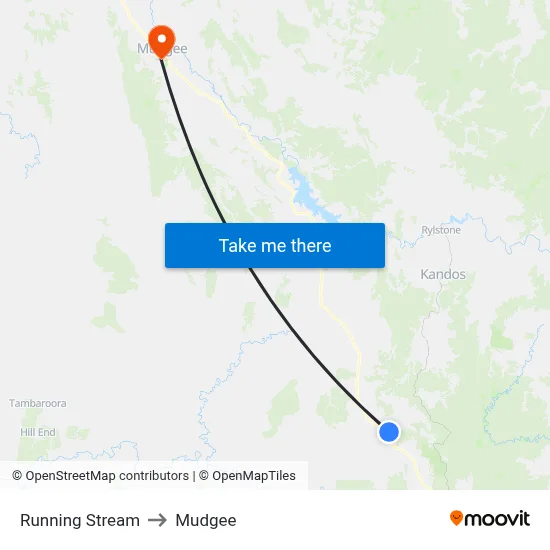 Running Stream to Mudgee map