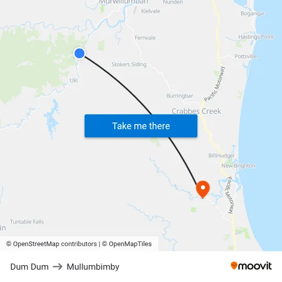 Dum Dum to Mullumbimby map