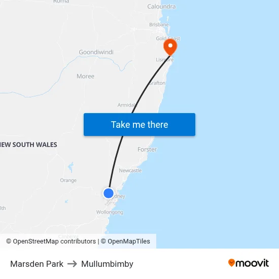 Marsden Park to Mullumbimby map
