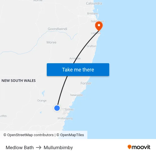 Medlow Bath to Mullumbimby map