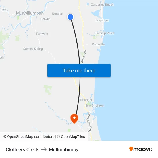 Clothiers Creek to Mullumbimby map
