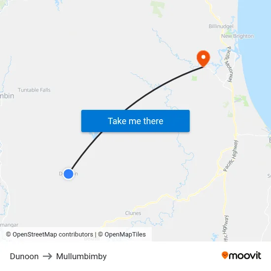 Dunoon to Mullumbimby map