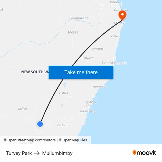 Turvey Park to Mullumbimby map