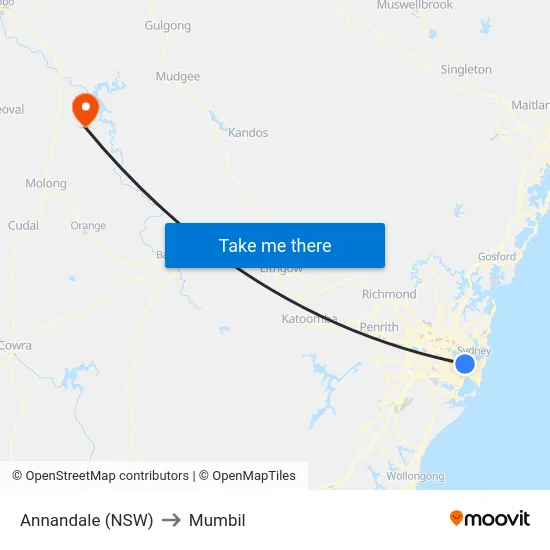 Annandale (NSW) to Mumbil map