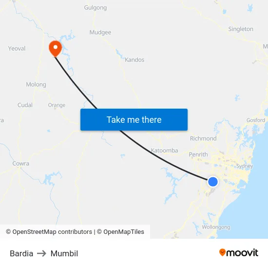 Bardia to Mumbil map