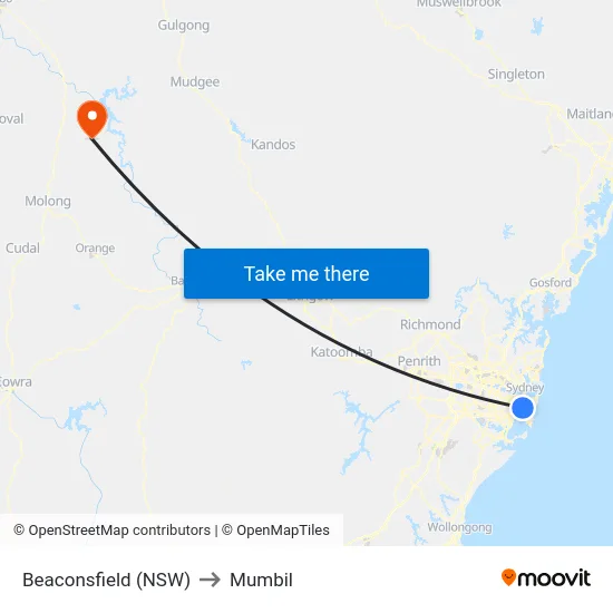 Beaconsfield (NSW) to Mumbil map