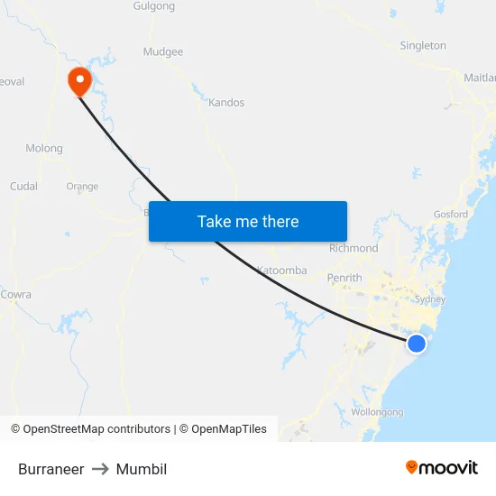 Burraneer to Mumbil map
