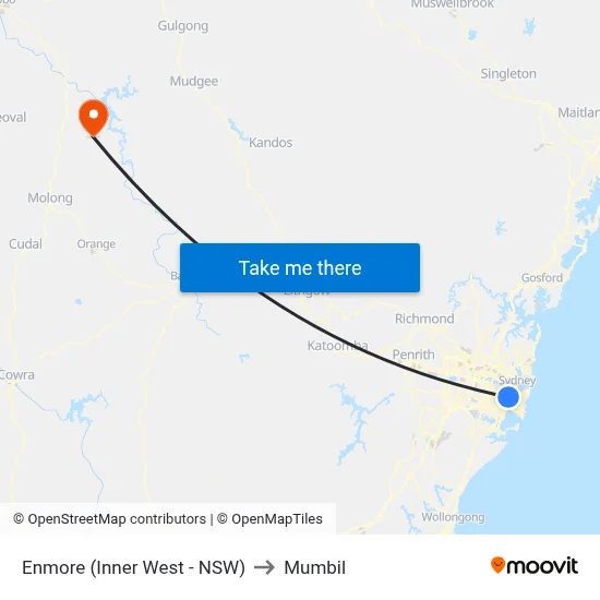 Enmore (Inner West - NSW) to Mumbil map
