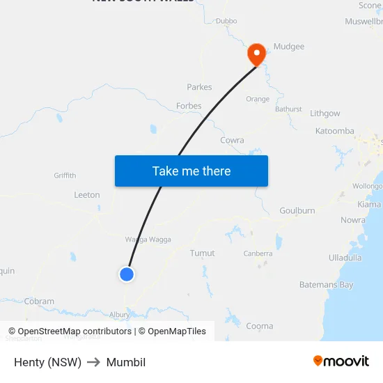 Henty (NSW) to Mumbil map