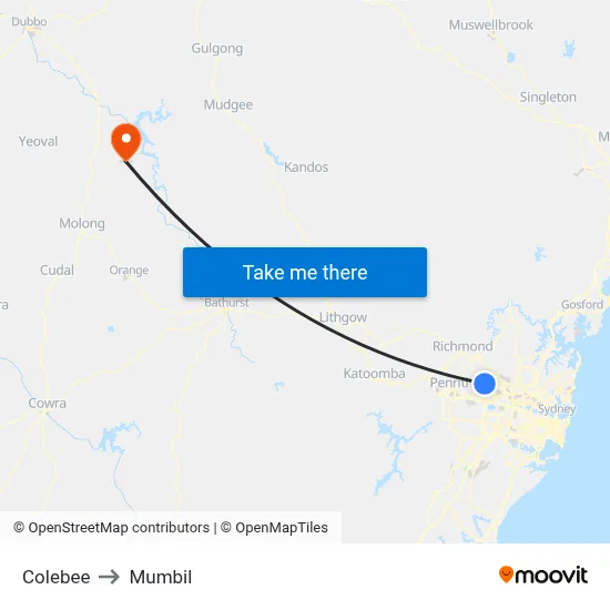 Colebee to Mumbil map