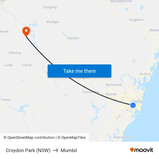 Croydon Park (NSW) to Mumbil map