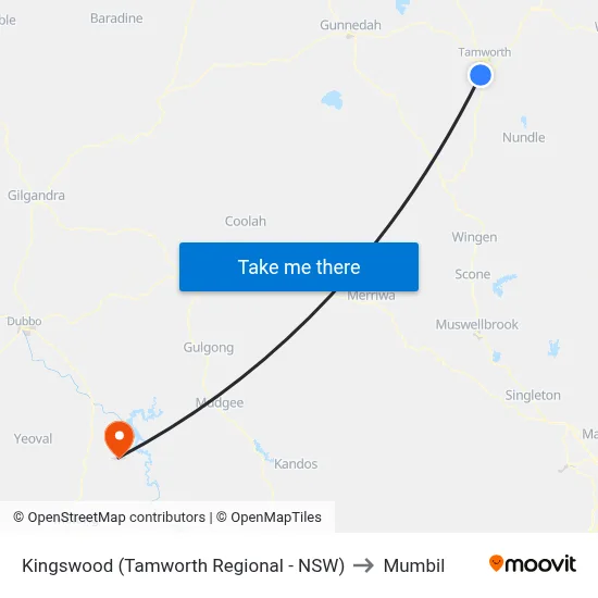 Kingswood (Tamworth Regional - NSW) to Mumbil map
