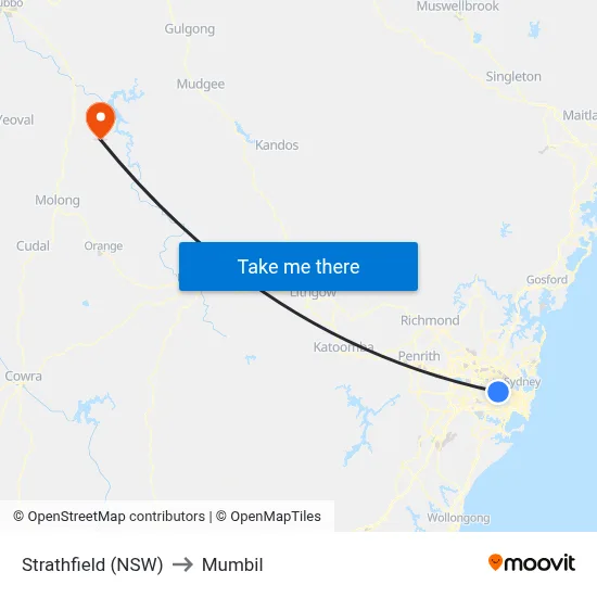 Strathfield (NSW) to Mumbil map