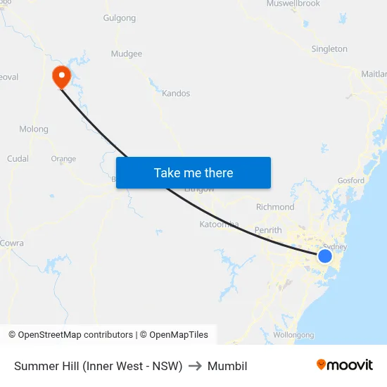 Summer Hill (Inner West - NSW) to Mumbil map