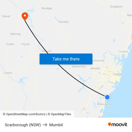 Scarborough (NSW) to Mumbil map