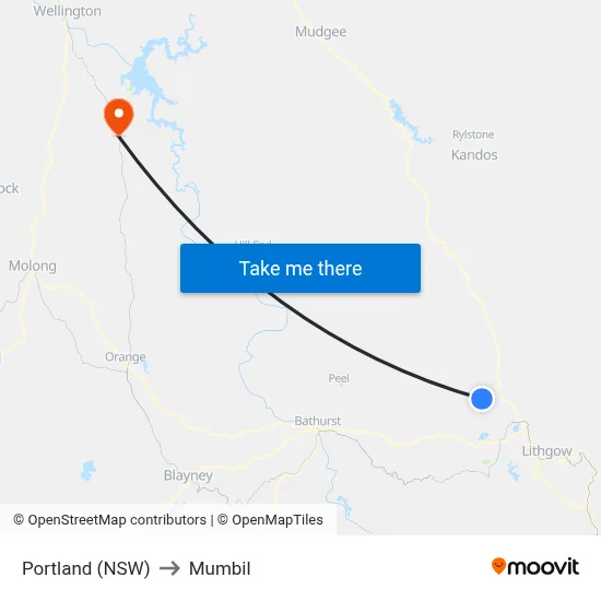 Portland (NSW) to Mumbil map