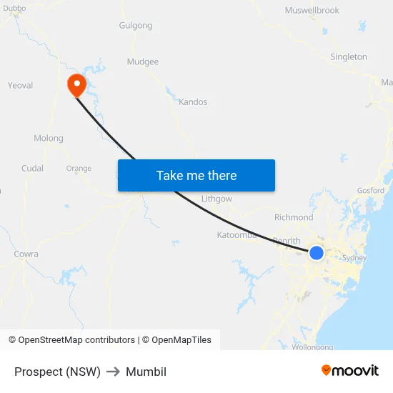 Prospect (NSW) to Mumbil map