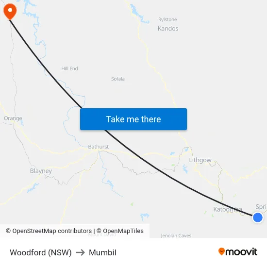 Woodford (NSW) to Mumbil map