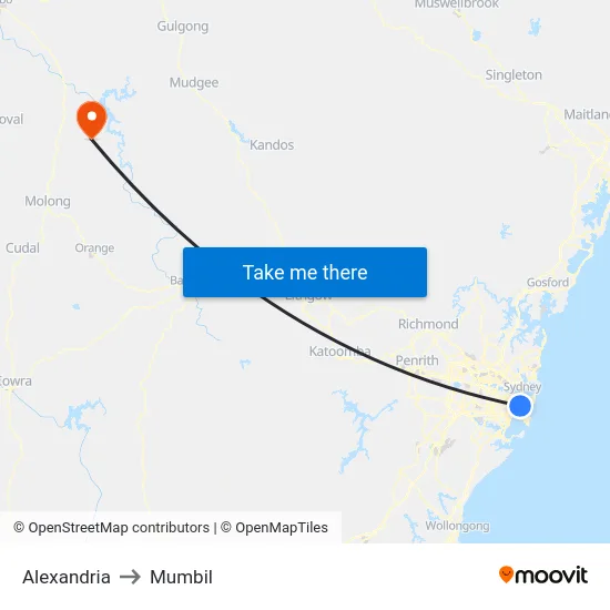 Alexandria to Mumbil map