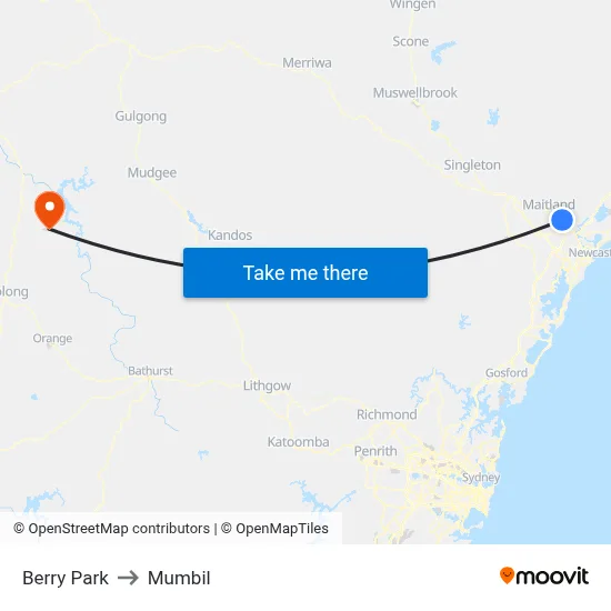 Berry Park to Mumbil map