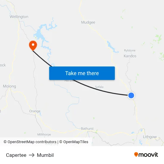Capertee to Mumbil map
