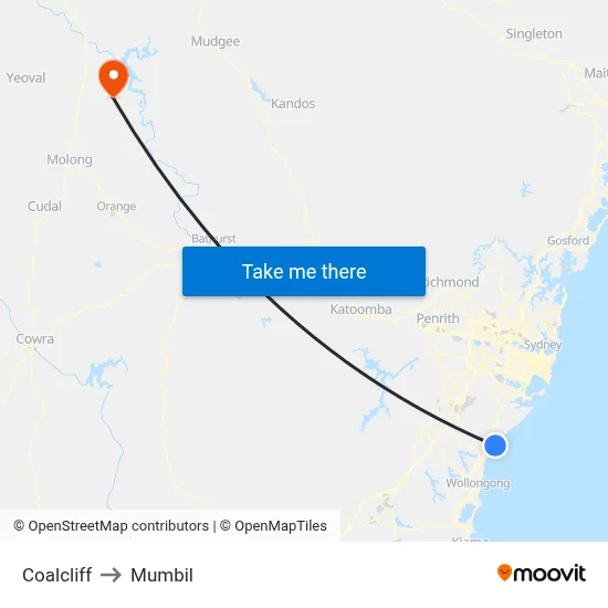 Coalcliff to Mumbil map