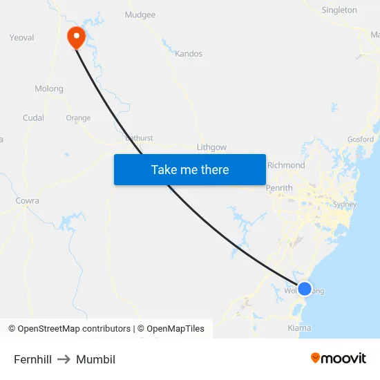Fernhill to Mumbil map
