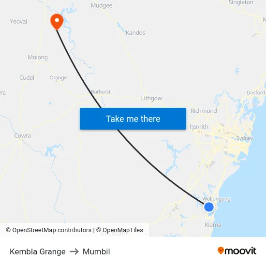 Kembla Grange to Mumbil map