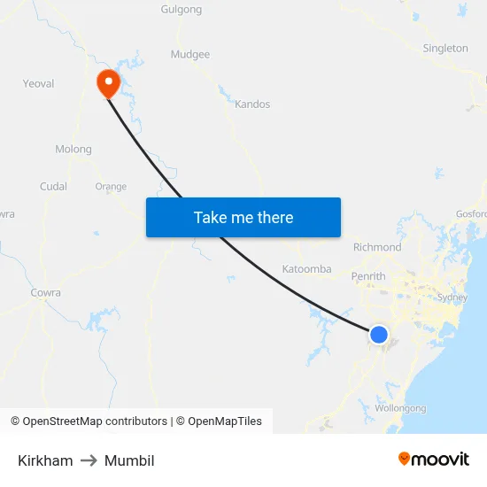 Kirkham to Mumbil map