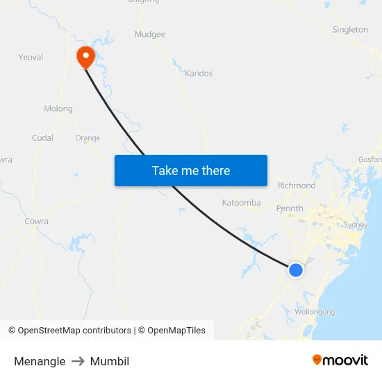 Menangle to Mumbil map