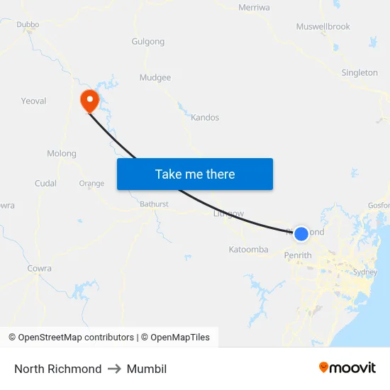 North Richmond to Mumbil map